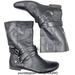 Nine West Shoes | Black Leather Nine West Mid-Calf Engineer Harness Boots 7m | Color: Black | Size: 7