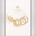 Free People Jewelry | Free People Gold Plated Hoop Earring Set | Color: Gold | Size: Os