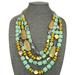 Anthropologie Jewelry | Anthropologie 4 Row Layered Mint Green Gold Statement Necklace | Color: Gold/Green | Size: Os