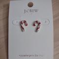 J. Crew Jewelry | J Crew Christmas Candy Cane Sweets Gold Crystal Bling Earrings | Color: Gold/Red | Size: Os