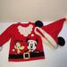 Disney Matching Sets | Disney Mickey & Pluto Christmas Sweater & Hat Sz 12-18 Mos | Color: Red | Size: 12-18mb