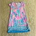 Lilly Pulitzer Dresses | Lilly Pulitzer Blue Pink Coral Print Short Sleeve Mini Stretch Dress Size Xs | Color: Blue/Pink | Size: Xs