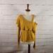 Anthropologie Tops | Anthropologie Postmark Yellow One Shoulder Ruffle Knit Blouse | Color: Yellow | Size: M