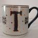 Anthropologie Dining | Anthropologie Coffee Mug Monogram " T " Gold Accents Margot Tile | Color: Black/Gold | Size: Os