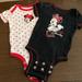 Disney One Pieces | Disney Baby Minnie Mouse Onesie Size 3/6 Month Set Of 2 | Color: Black/Red | Size: 3-6mb