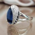 Anthropologie Jewelry | - Angel Wing Ring-London Blue Topaz & 18k White Gold Plated Ring Size 8 | Color: Blue/Gold/White | Size: 8