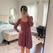 American Eagle Outfitters Dresses | American Eagle Mauve Long Sleeve Ribbed Dress With Lace | Color: Pink/Purple | Size: S