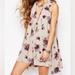 Free People Dresses | Free People Women's Tan Burgundy Floral Snap Out Of It Mini Swing Dress Size Xs | Color: Tan | Size: Xs