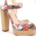 Jessica Simpson Shoes | Jessica Simpson Priella Platform Heels Size 8.5 Women Straw Leaves Blue White | Color: Blue/Tan | Size: 8.5