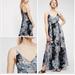 Free People Dresses | Free People Through The Vine Floral Black Printed Maxi Slits Dress Size S | Color: Black | Size: S