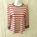 Free People Tops | Intimately Free People Top L Large Stripe Red Gray Ribbed 3/4 Sleeve Fitted | Color: Gray/Red | Size: L