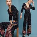 Anthropologie Pants & Jumpsuits | Anthropologie Feather Bone Women’s Nara Wide Leg Tie Waist Surplice Jumpsuit 2 | Color: Black/Gold | Size: 2