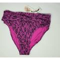 Jessica Simpson Swim | Jessica Simpson Women's Pink Tie-Front Bikini Snakecharmer Swimsuit Bottom L | Color: Black/Pink | Size: L