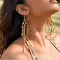 Free People Jewelry | Free People Bohemian Leather Fringe Hoop Earrings | Color: Brown/Gold | Size: Os