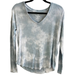 American Eagle Outfitters Tops | American Eagle M Blue Tie Dye Ribbed Knit Vneck Long Sleeve Soft Sexy Top | Color: Blue/Gray | Size: M