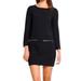 Madewell Dresses | Madewell Sheath Black Dress Zipper Front Pockets Women Xs Round Neck 3/4 Sleeves | Color: Black/Silver | Size: Xs