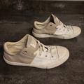 Converse Shoes | Converse All Star Two Tone Leather Sneakers Lace Up Low Top Shoes Juniors Size 4 | Color: Cream/White | Size: 4g