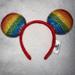 Disney Accessories | Disney Mickey Rainbow Glitter Ears W/ Love Embroidered | Color: Blue/Purple/Red | Size: Os