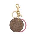 Coach Accessories | Coach Key Holder/ Mirror Bag Charm In Signature Canvas Women's Accessory. New | Color: Pink/Tan | Size: 2 1/2" (L) X 2 1/2" (H) X 1/2" (W)