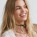 Free People Jewelry | Free People Black Leather Tie Choker Wrap Necklace | Color: Black | Size: Os