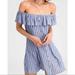 American Eagle Outfitters Dresses | Aeo Blue & White Pinstripe Off The Shoulder Dress Sz Med | Color: Blue/White | Size: M