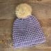 Anthropologie Accessories | Anthropologie Purple Wool Blend Knitted Faux Fur Pom Beanie Hat | Color: Purple/Tan | Size: Os