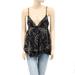 Free People Tops | Free People Dot Printed Tank Blouse Cami Top Black Ruffle Asymmetrical Xs | Color: Black | Size: Xs