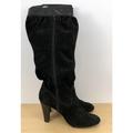 Michael Kors Shoes | Michael Kors Black Suede Leather Zip Up Knee High Heel Boots Size 7.5 M | Color: Black | Size: 7.5