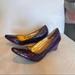 Anthropologie Shoes | Anthropologie “All Black” Brand Purple Leather Wedges. | Color: Purple | Size: 8.5