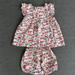 Ralph Lauren Matching Sets | Baby Girl Ralph Lauren 2 Piece Set Top & Bloomers - Red Blue Floral - Size 18 Mo | Color: Blue/Red | Size: 18mb