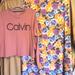 Lularoe Dresses | 2 Pc Lot Calvin Klein L/S Crop Tee Xl Lularoe Xl Maxi Dress | Color: Pink/Yellow | Size: Xl