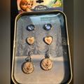 Disney Jewelry | Disney Frozen Earring Set With A Reusable Tin Box Light Blue 3 Pairs | Color: Blue/Silver | Size: Os