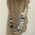 Free People Jewelry | Free People Blue And White Beaded Statement Necklace | Color: Blue/White | Size: Os