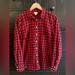 J. Crew Tops | J Crew Women’s Long Sleeve Flannel Button Down M Red And Black Plaid | Color: Black/Red | Size: M