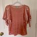 Anthropologie Tops | Anthropologie Maeve Crushed Velvet Pink Top With Peekaboo Shoulders | Color: Pink | Size: Xs