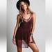 Free People Dresses | Free People Beaded Embellished Burgundy Red Mesh Slip Dress | Color: Red | Size: S