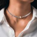 Free People Jewelry | Free People Silver Cheveron Chain Pearl Choker Necklace | Color: Silver/White | Size: Os