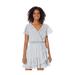 Michael Kors Dresses | Michael Kors Womens Blue Pullover Lined Flutter Sleeve Faux Wrap Dress Plus 1x | Color: Blue | Size: 1x