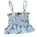 American Eagle Outfitters Tops | American Eagle Light Blue Floral Smocked Bohemian Tube Top Style Peplum Tank Top | Color: Blue/White | Size: Xs