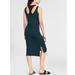 Athleta Dresses | Athleta Mesh Bra Midi Dress In Teal + Abyss Black | Color: Black | Size: S