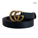 Gucci Accessories | Authentic Gucci Black Smooth Leather Slim Signature Double G Buckle Belt 85/34 | Color: Black | Size: 85/34