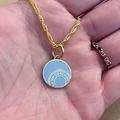 Coach Jewelry | Coach Blue Enamel Circle Pendant 18k/.925 Sterling Silver Necklace | Color: Blue/Gold | Size: Necklace Measures 18” In Length