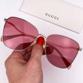Gucci Accessories | Gucci Gg0970s 003 Sunglasses Gold Red Rectangle Metal Women | Color: Gold/Red | Size: Os