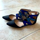 Jessica Simpson Shoes | Jessica Simpson Size 7.5 Black And Blue Strappy Sandal Flats | Color: Black/Blue | Size: 7.5
