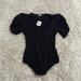 Free People Tops | Free People Bodysuit Womens Xs Intimately Puff Sleeve Solid Black | Color: Black | Size: Xs