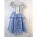 Disney Costumes | Girls 6/6x (S) Long Princess Dress Blue Short Sleeve Sequins Netting Glitter | Color: Blue | Size: Osg