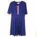 Anthropologie Dresses | Anthropologie Maeve Womens Size S Fit Flare A-Line Dress Navy Blue Lace Up Nwot | Color: Blue/Purple | Size: S