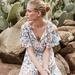 Anthropologie Dresses | Anthropologie Maeve Watercolor Flutter Shift Dress Cold Shoulder Size Small | Color: Blue/Cream | Size: S