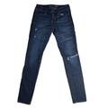 American Eagle Outfitters Jeans | American Eagle Jeans Womens Size 2 Stretch Jegging Dark Wash Distressed Denim | Color: Blue | Size: 2