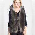 Jessica Simpson Jackets & Coats | Euc Faux Fur Hooded Vest | Color: Black/Gray | Size: M